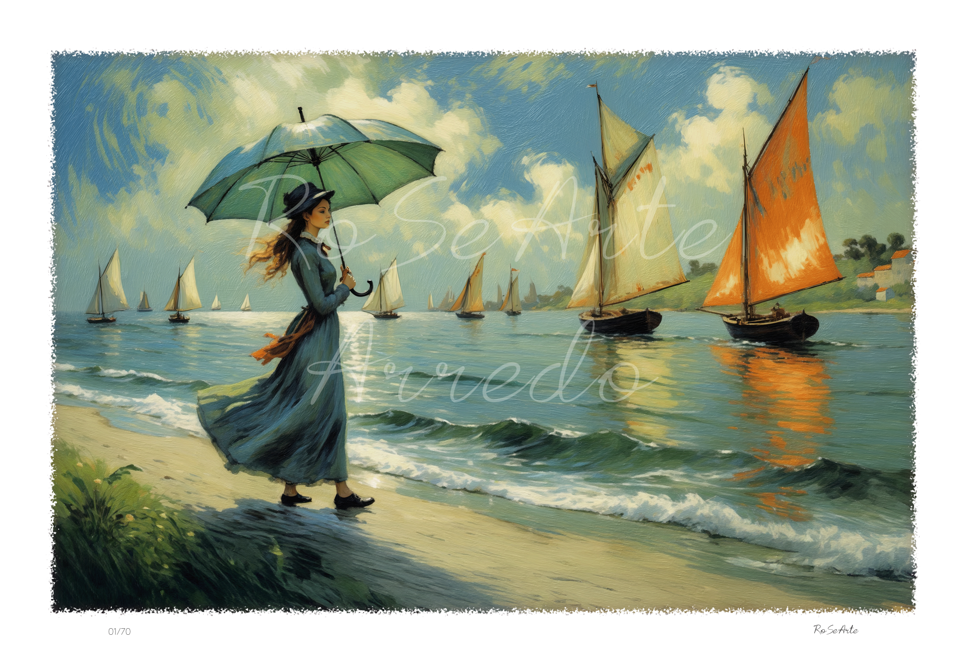 "Sotto il vento del mare" 77X50 cm.