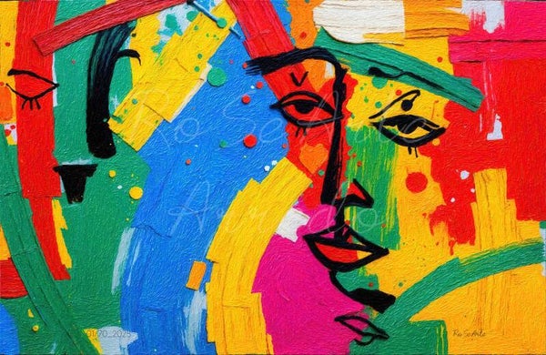 "Esplosione di Sguardi" 77X50 cm.