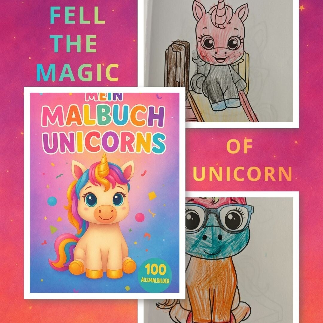 100 Baby-Einhorn-Ausmalbilder: klare dicke Linien, A4, 300 dpi – magisches Malbuch ab 3 Jahren, sofort druckbar & unwiderstehlich süß.