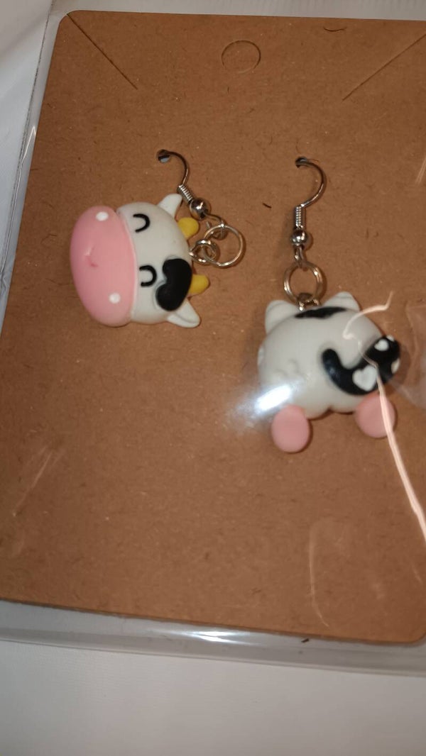 whimsical cow earrings