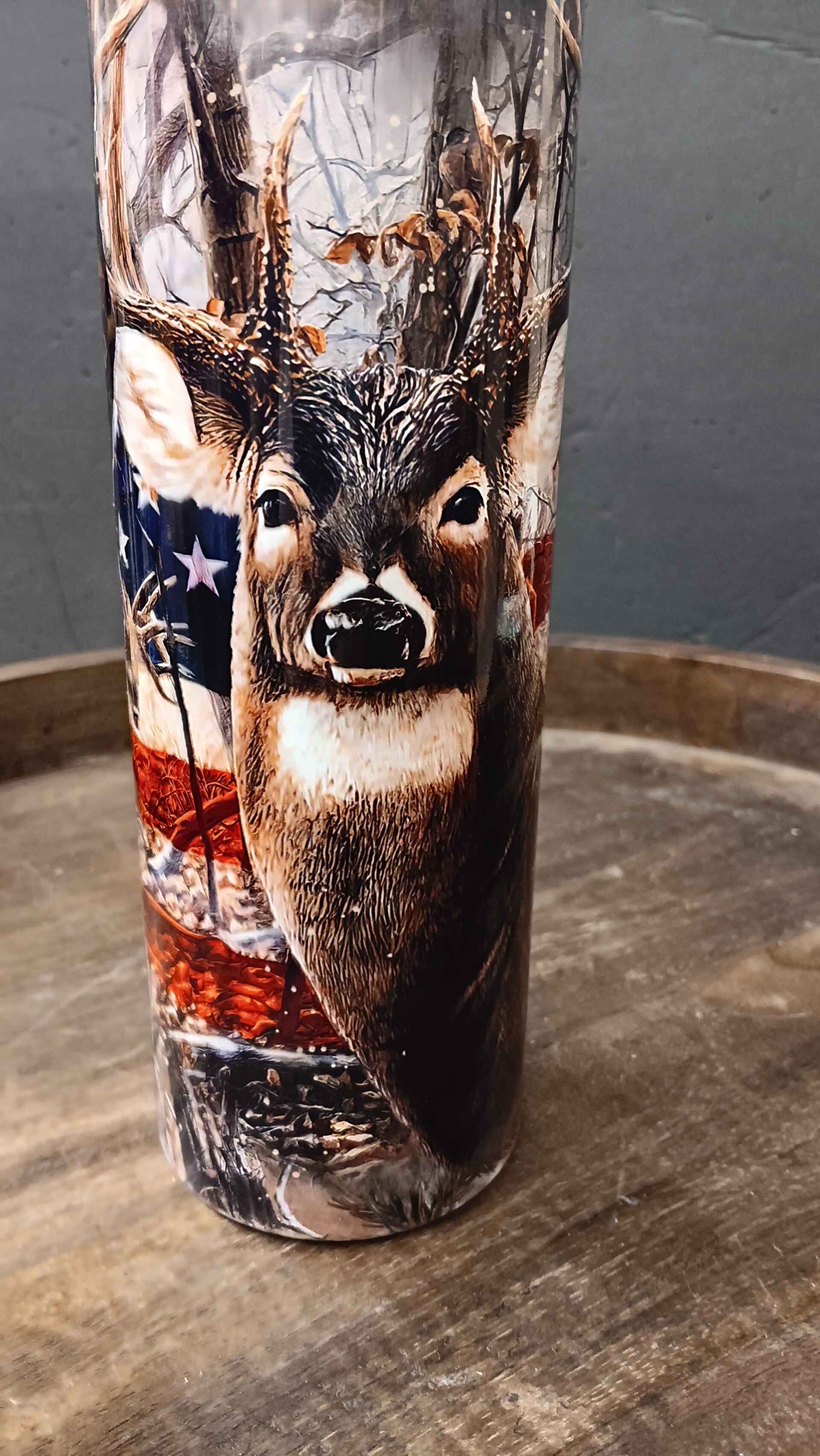🦌 Patriotic Deer Forest Tumbler