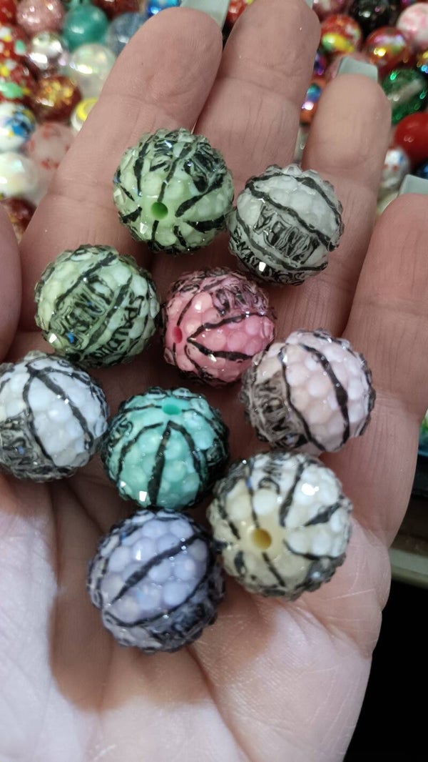 basketball 16 mm bead with textured