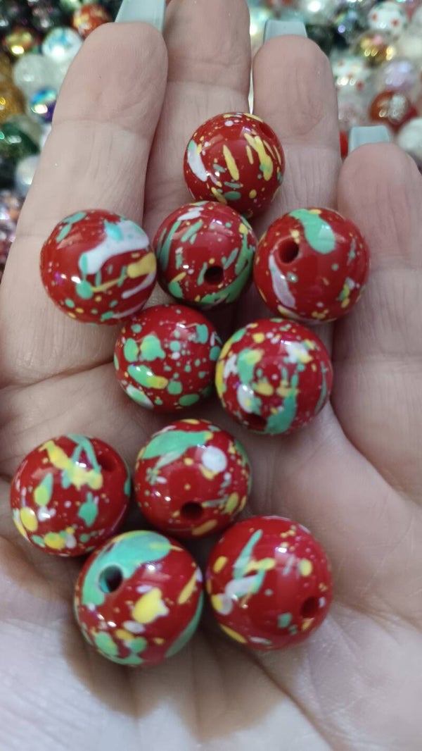 16 mm marbled bubble gum beads