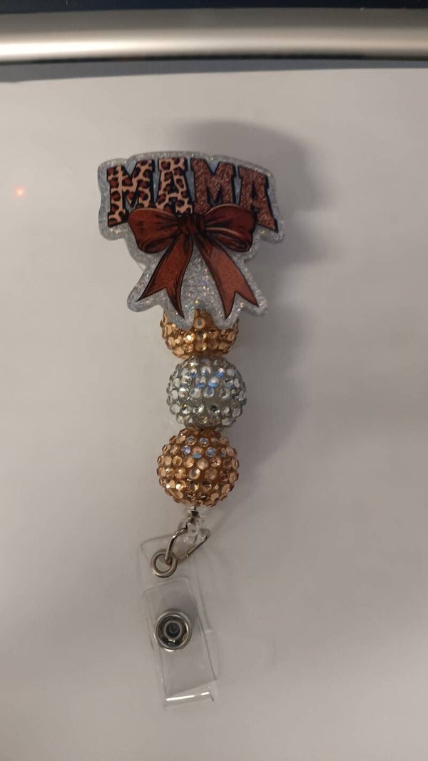 MAMA Leopard Luxe Bow Badge Reel