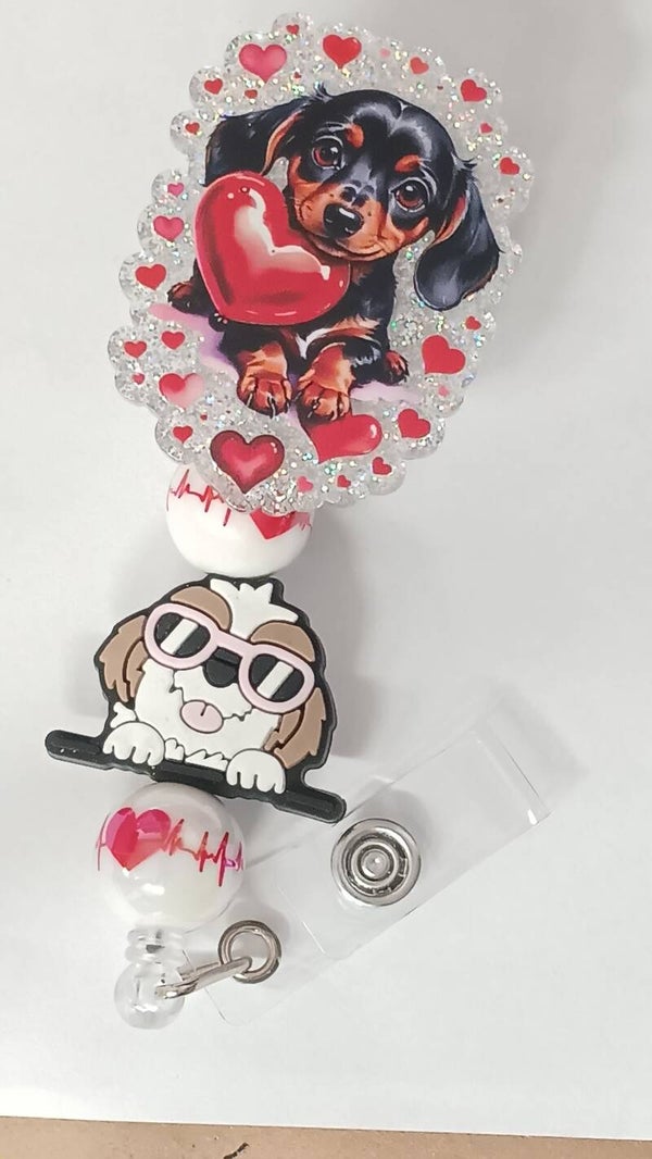 Puppy Love Valentine Badge Reel