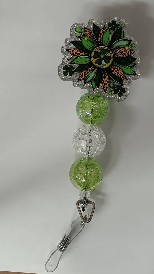 Lucky Leopard Clover Badge Reel