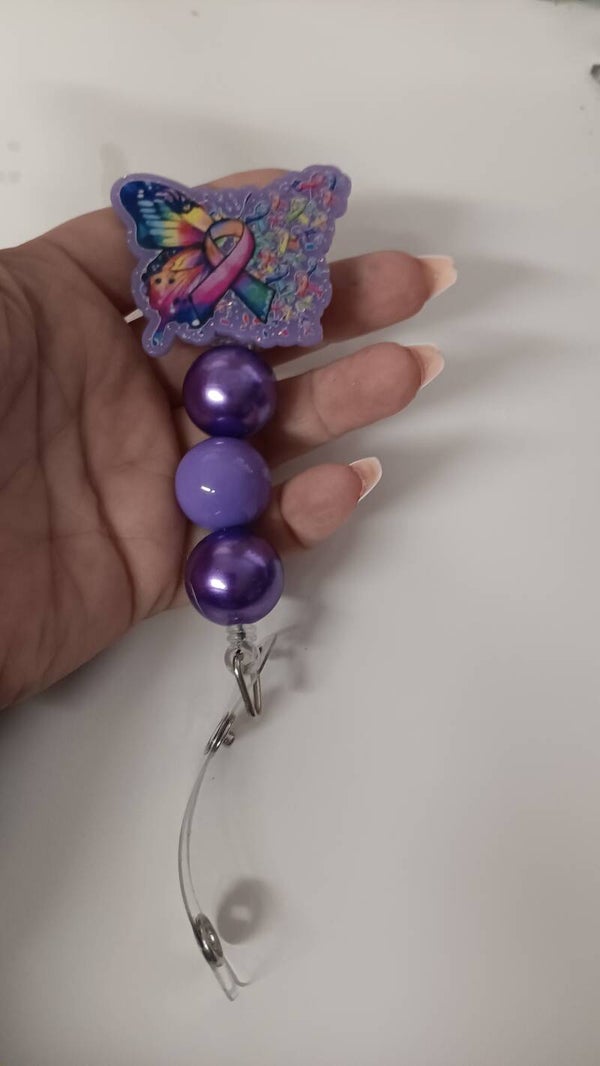 awareness butterfly badge reel