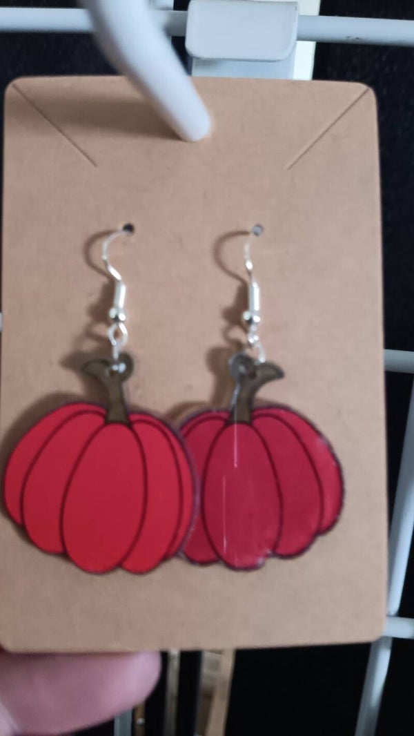 acrylic pumpkin earrings