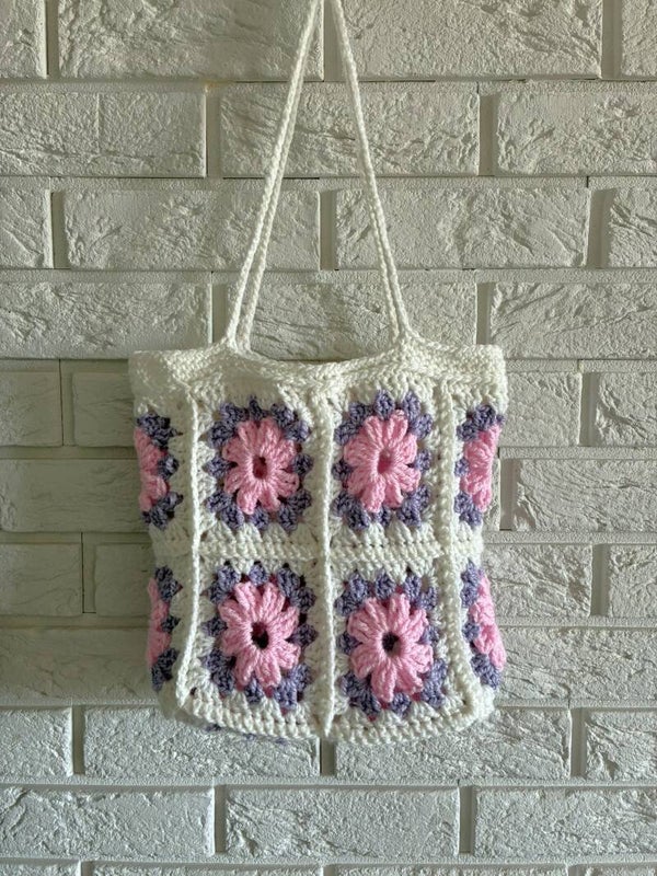 Everyday No. 26 – Handmade Crochet Pastel Floral Granny Square Tote