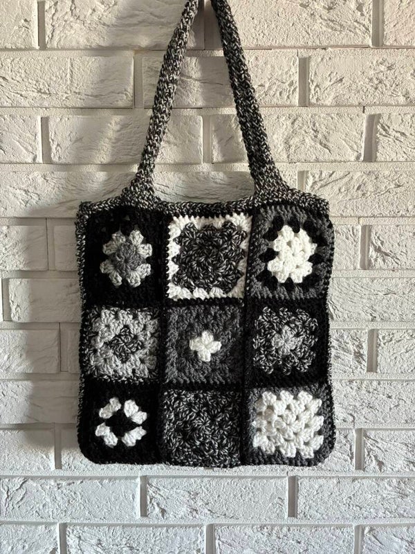 Patchwork No. 28 — Monochrome Granny Tote