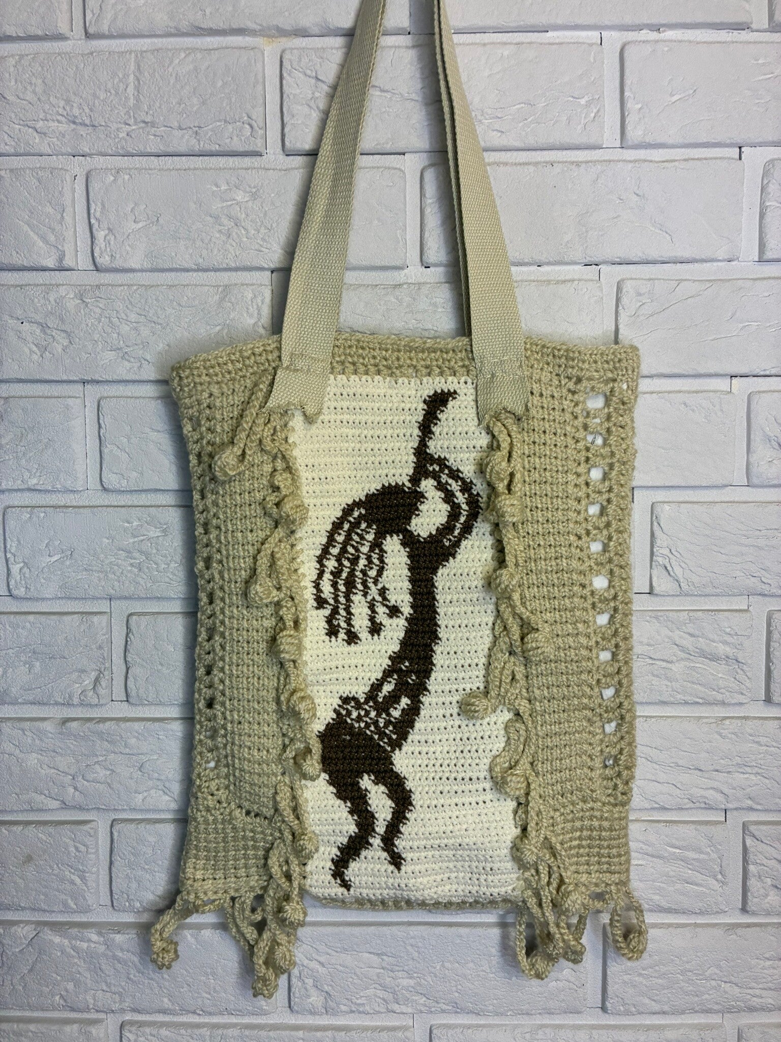 One-Off No. 22 – Crochet Tote Bag with Kokopelli Motif