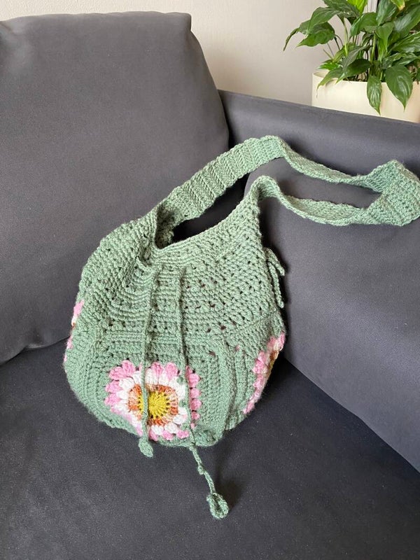 Patchwork No. 43 – Sage Drawstring Shoulder Bag
