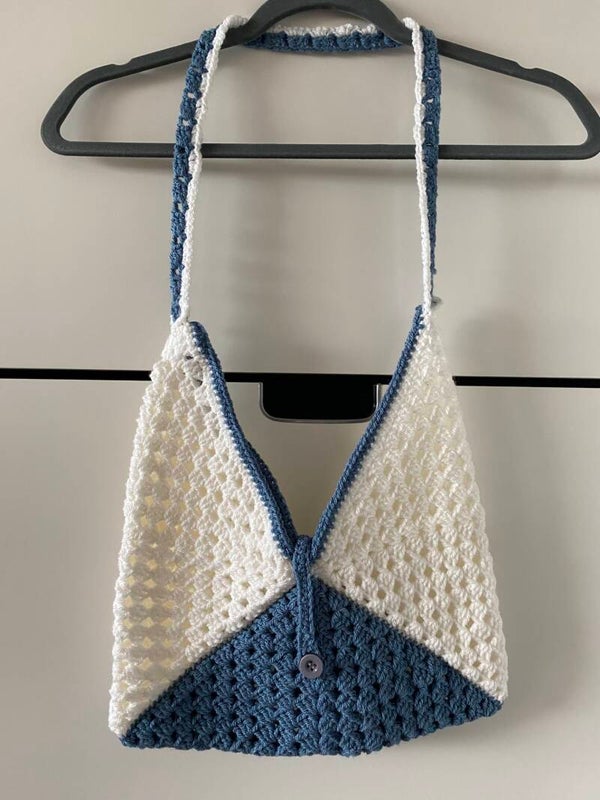 One-Off No. 36 – Handmade Crochet Coastal Triangle Shoulder Bag