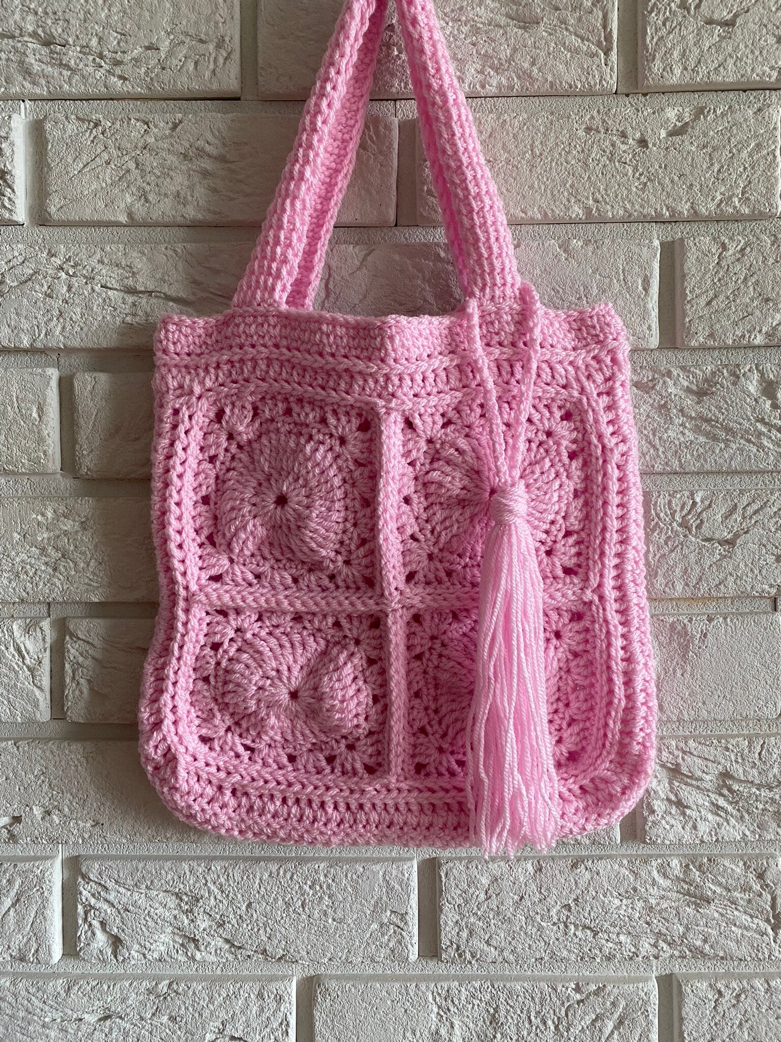 Everyday No. 17 – Handmade Crochet Pink Floral Tote Bag