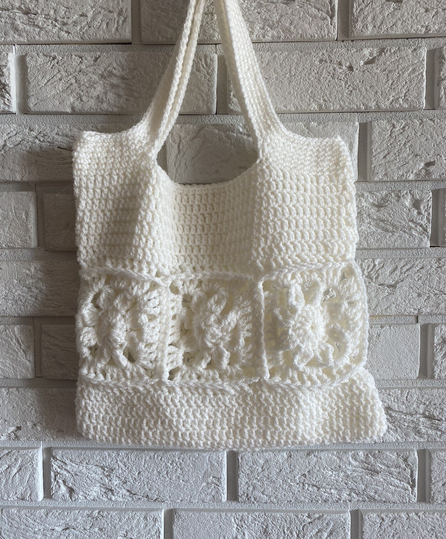 Everyday No. 15 – Handmade Crochet Shoulder Bag with 3D Floral Panels