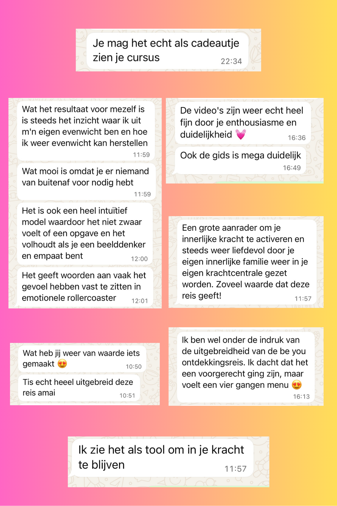 Reacties na het volgen van de Be You Ontdekkingsreis. De training voor onzekere hspers