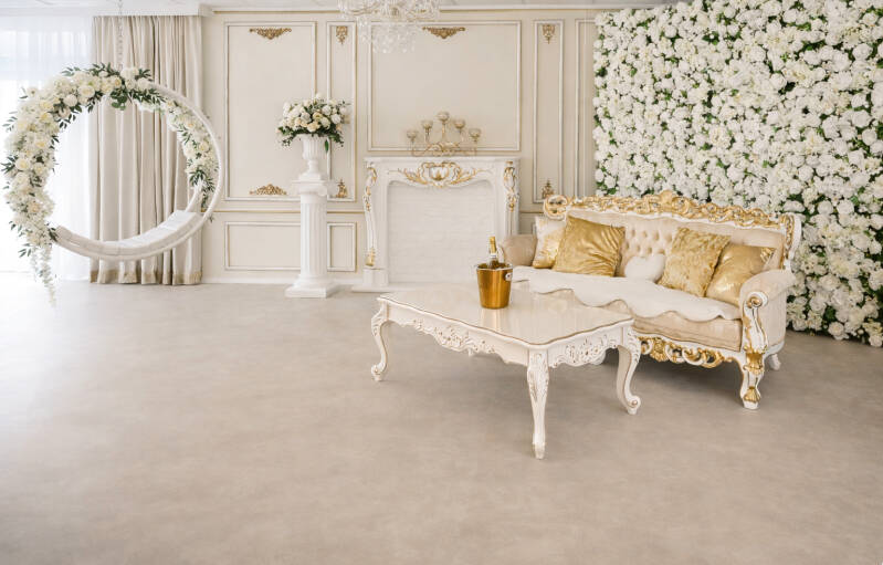 Fotostudio Dortmund – Barock Szene mit Blumenwand