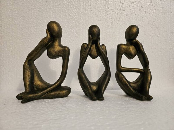 Les penseurs Figurines abstraites or - Lot de 3 pièces