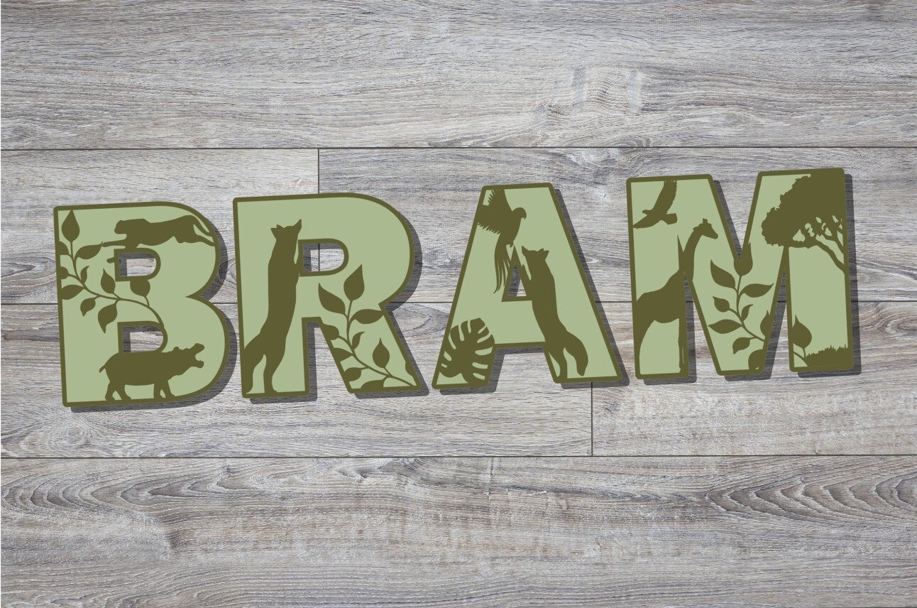 Lettres en bois Jungle