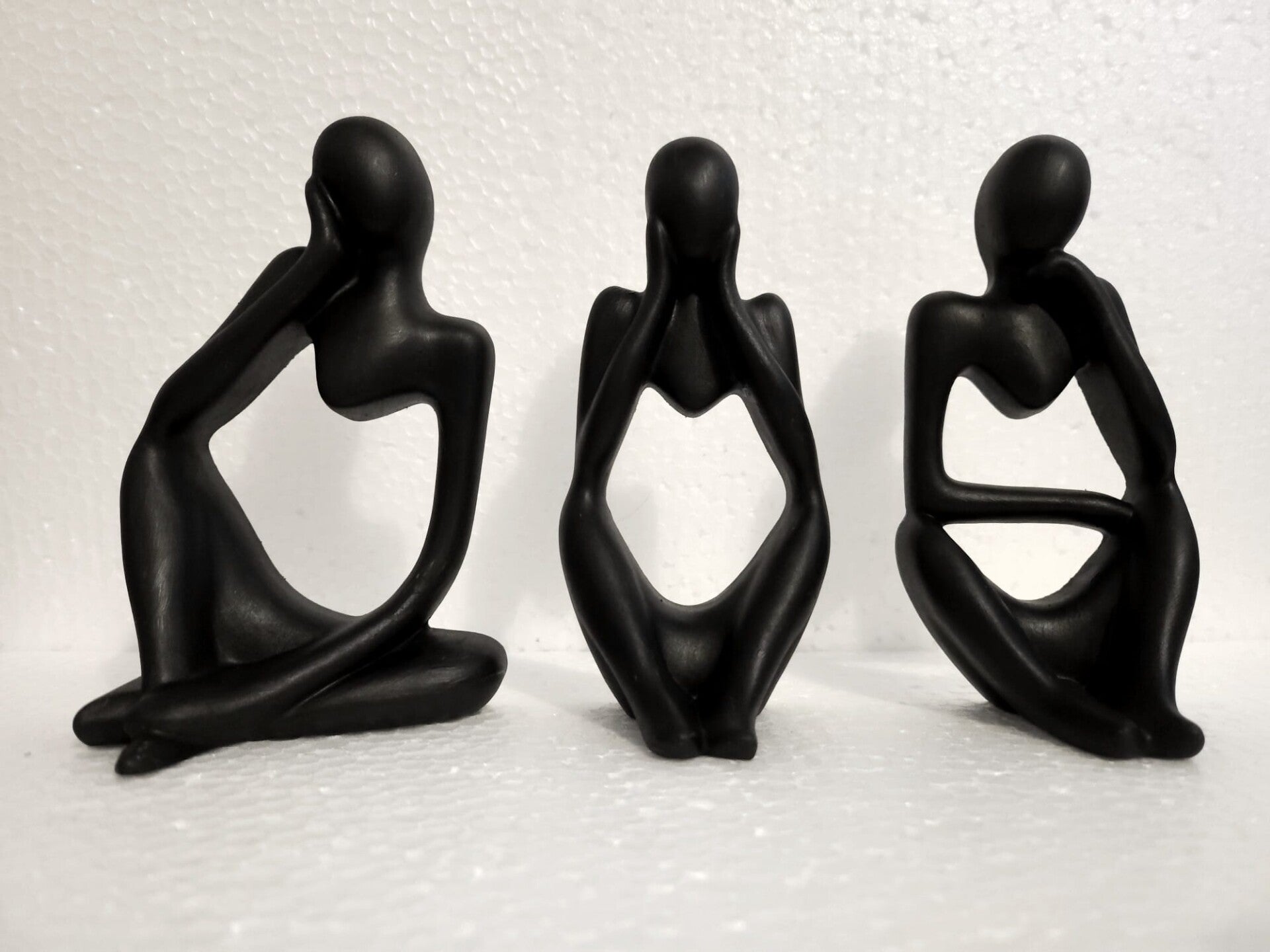 Les penseurs Figurines abstraites Noir - Lot de 3 pièces