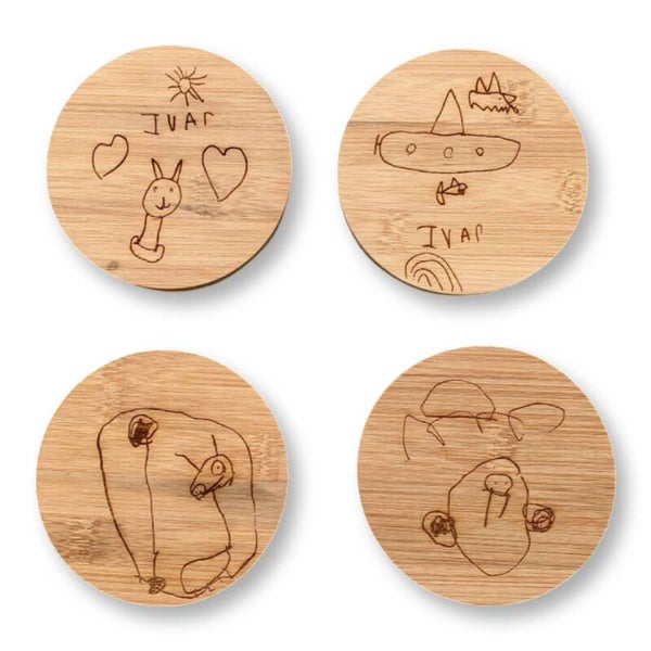 Gepersonaliseerde set van 4 bamboe onderzetters