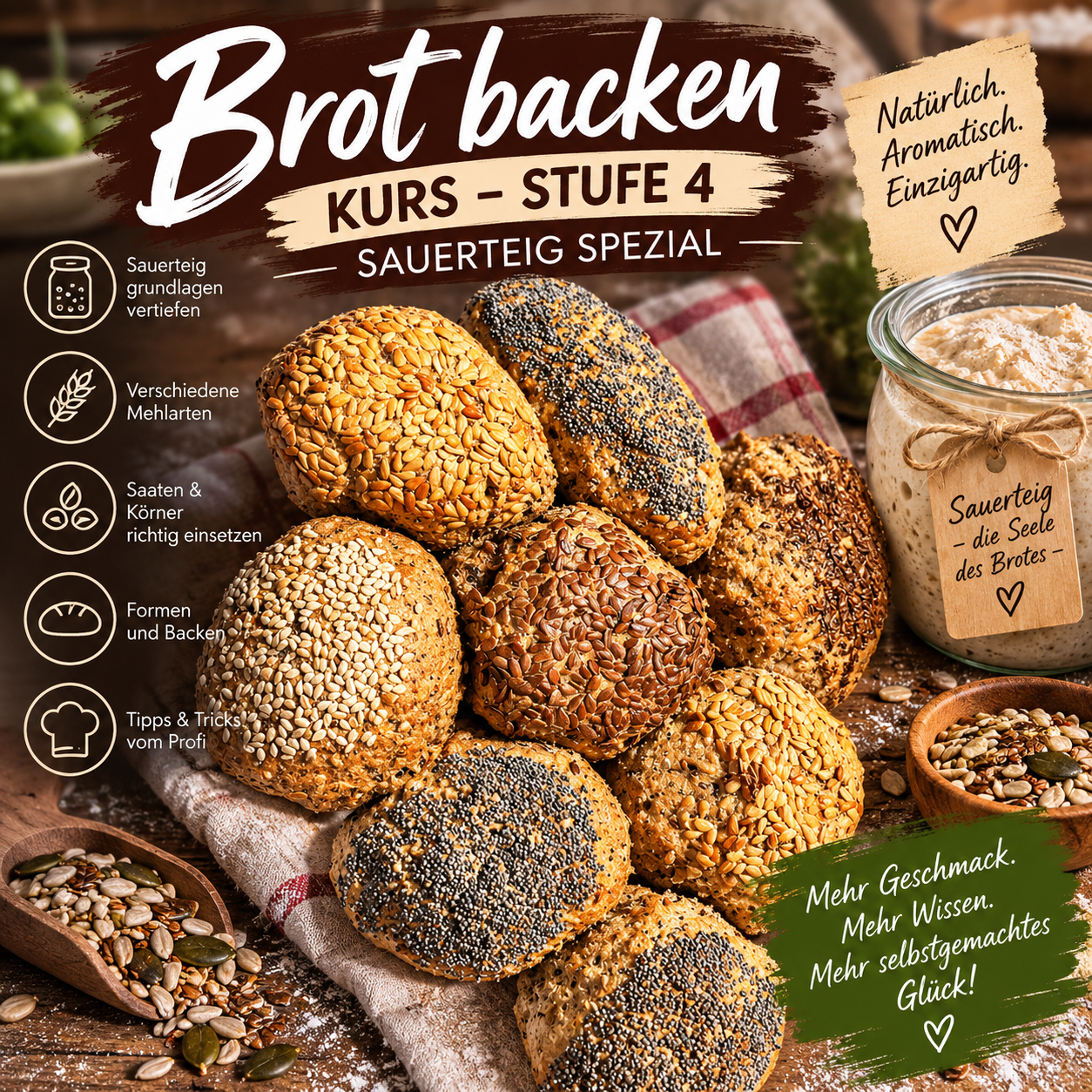 Backkurs Brot backen Stufe 4 Sauerteig am 22.10.26 (18:00-19:30 Uhr)und 29.10.26(18-22 Uhr)