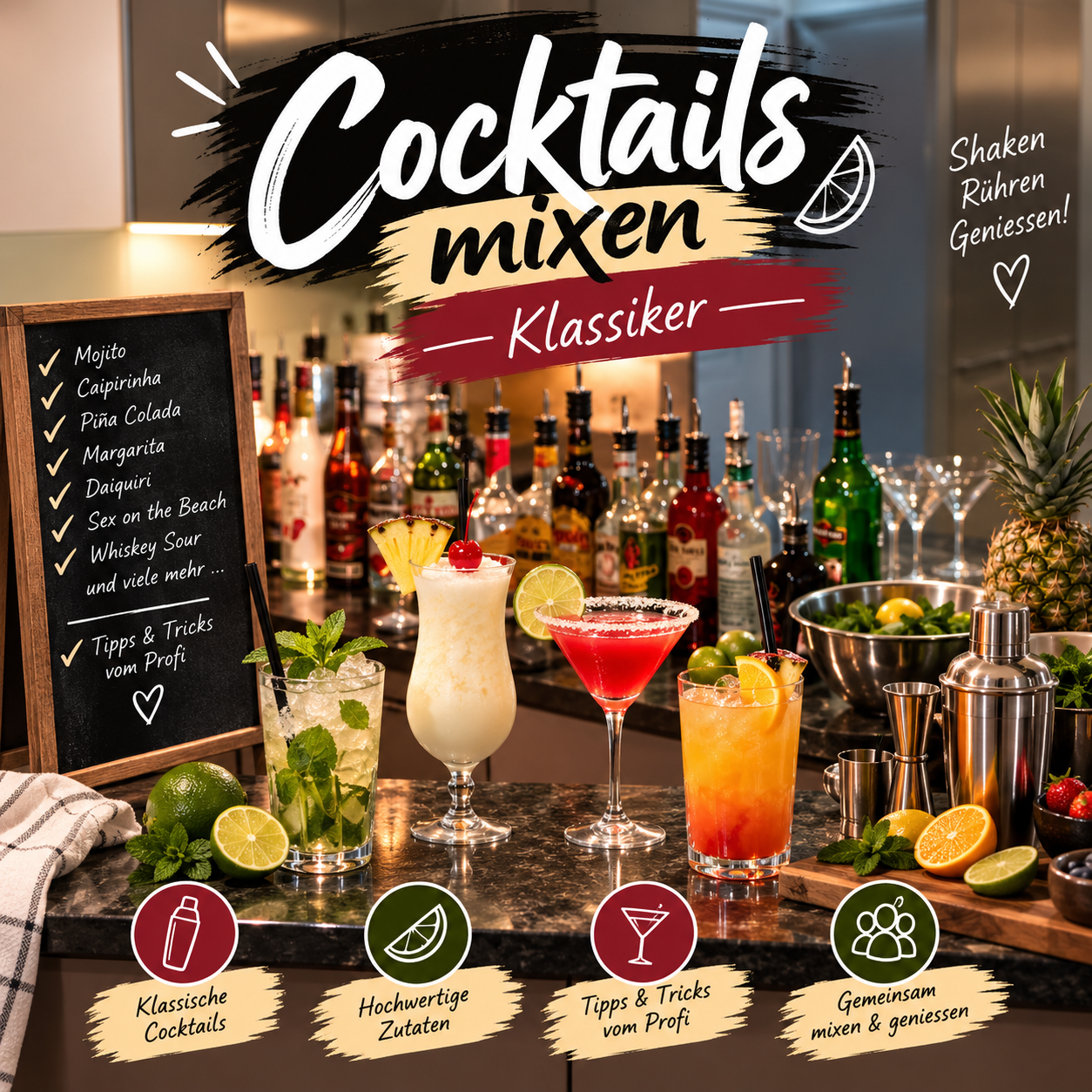 Cocktailkurs "Klassiker" mit dem Sweetwolf am 07.11.26 18-20 Uhr oder 20-22 Uhr
