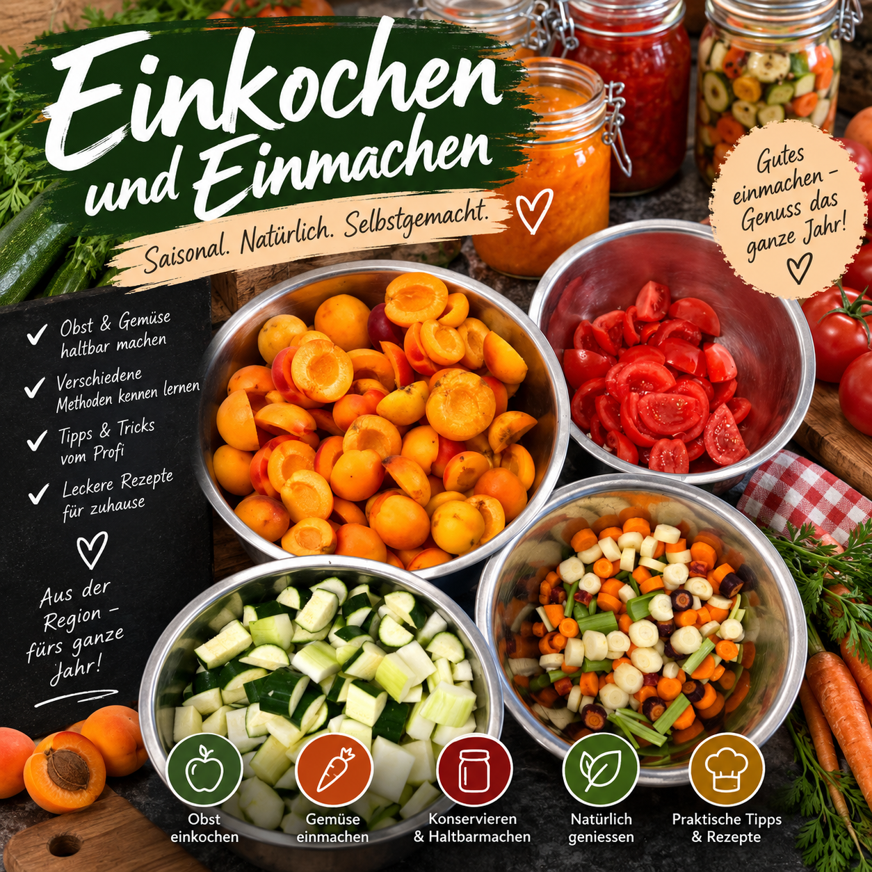 Kochkurs: Einkochen und Einmachen am 14.10.26 18-22 Uhr