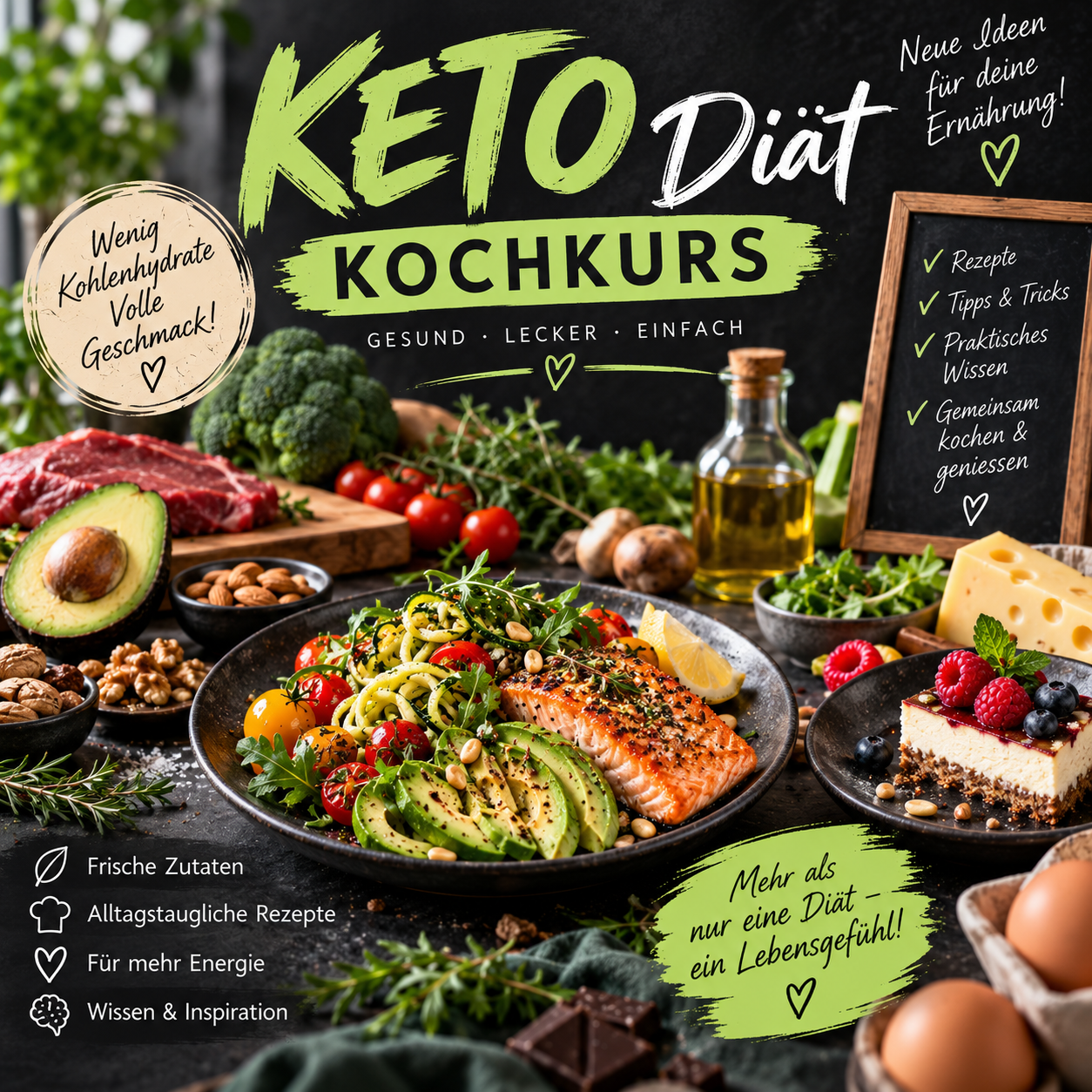 Kochkurs "KETO" Diät einmal im Monat (Daten frei wählbar) 18-22 Uhr