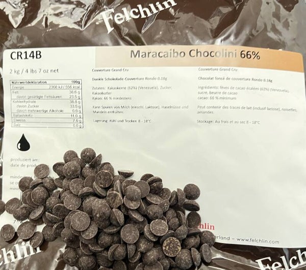 Felchlin Chocolini Mini dunkle Maracaibo Drops speziell zum Backen 66% 100g