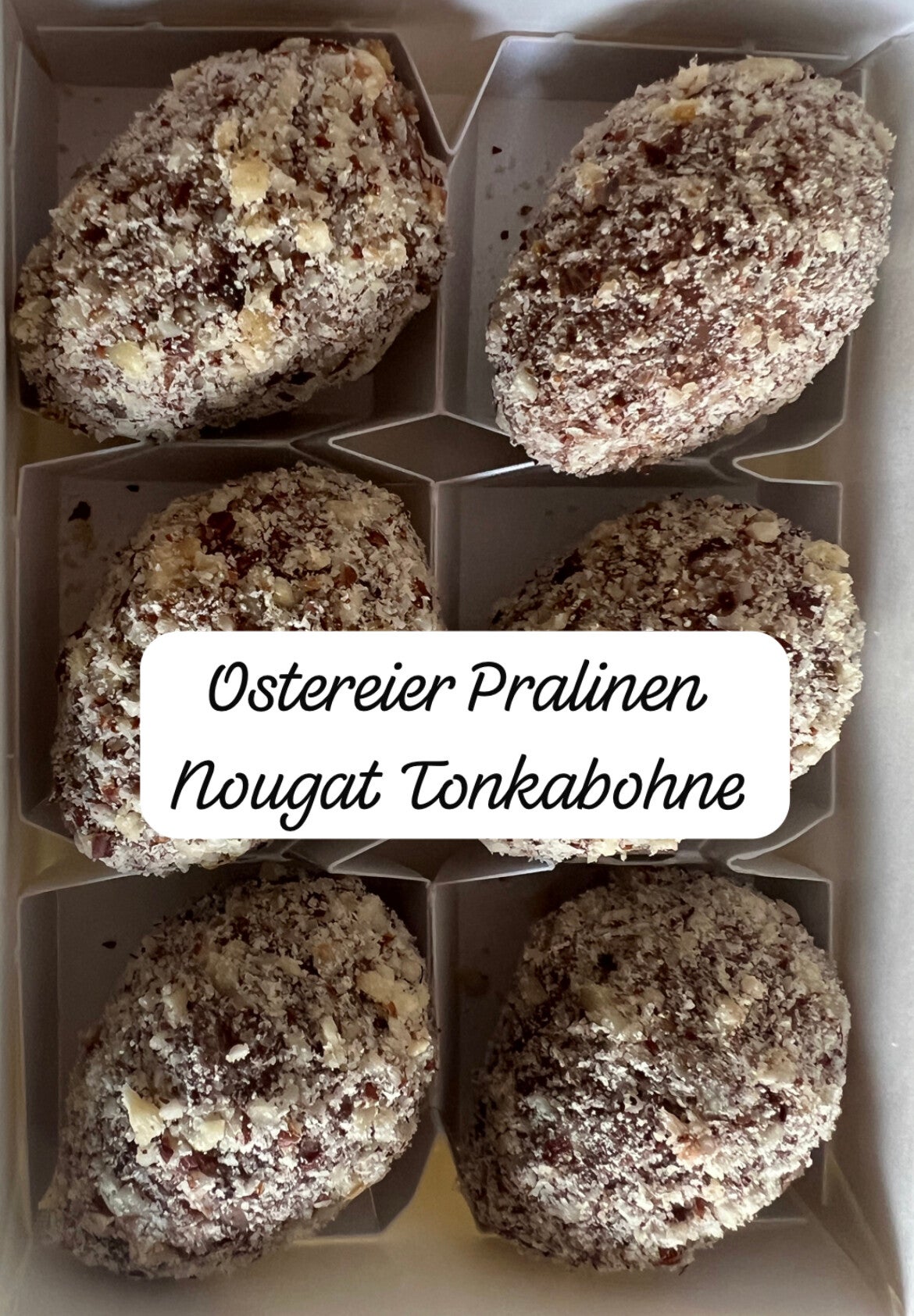 Ostern Spezial: Ostereier- Pralinen Nougat Tonkabohne 6er | Sweetwolf.ch Ostern Spezial: Ostereier- Pralinen Nougat Tonkabohne 6er | Sweetwolf.ch