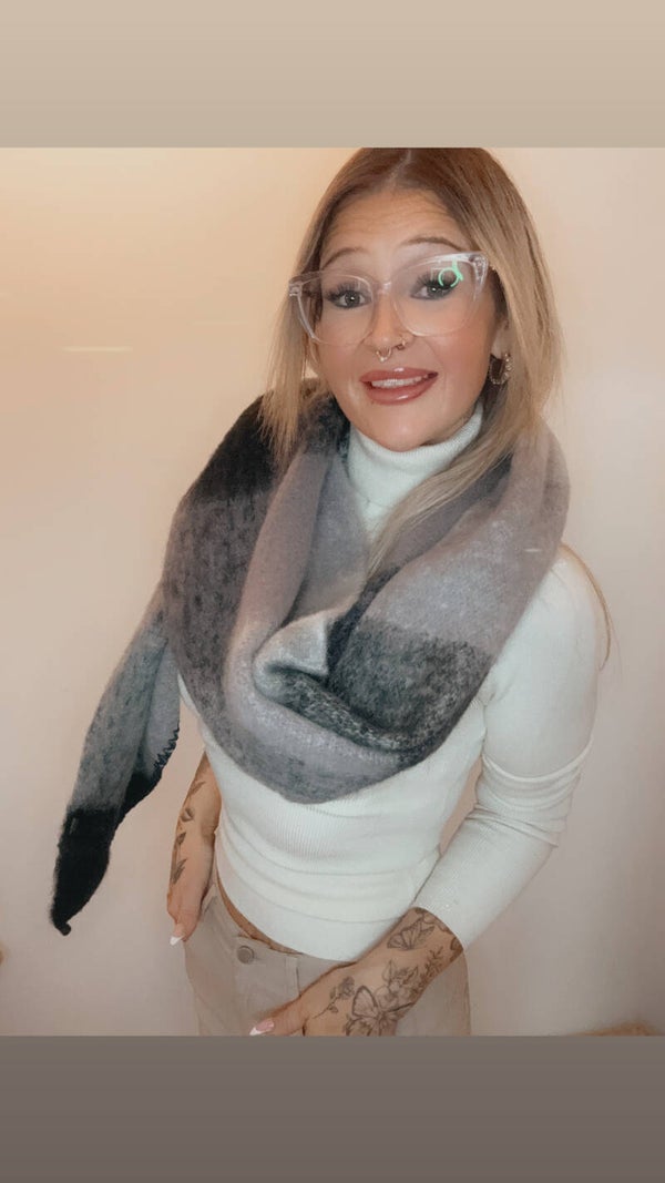 Sjaal #09 zwart/grijs geruit