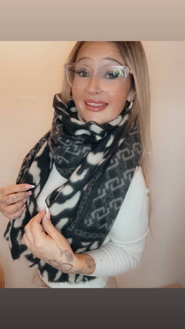 Sjaal #03 zwart met print