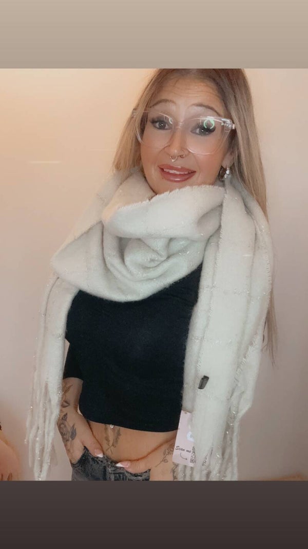 Sjaal #06 beige met glittertje in