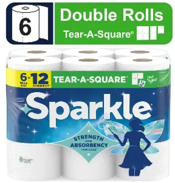 Sparkle® Tear-A-Square® Paper Towel Double Rolls - 6 Rolls
