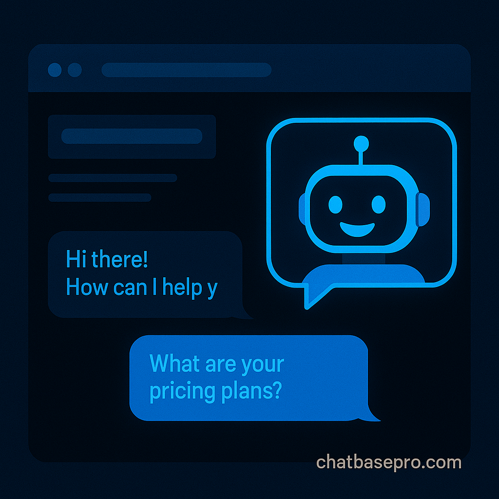 ChatBasePro AI chatbot greeting a website visitor with instant assistance