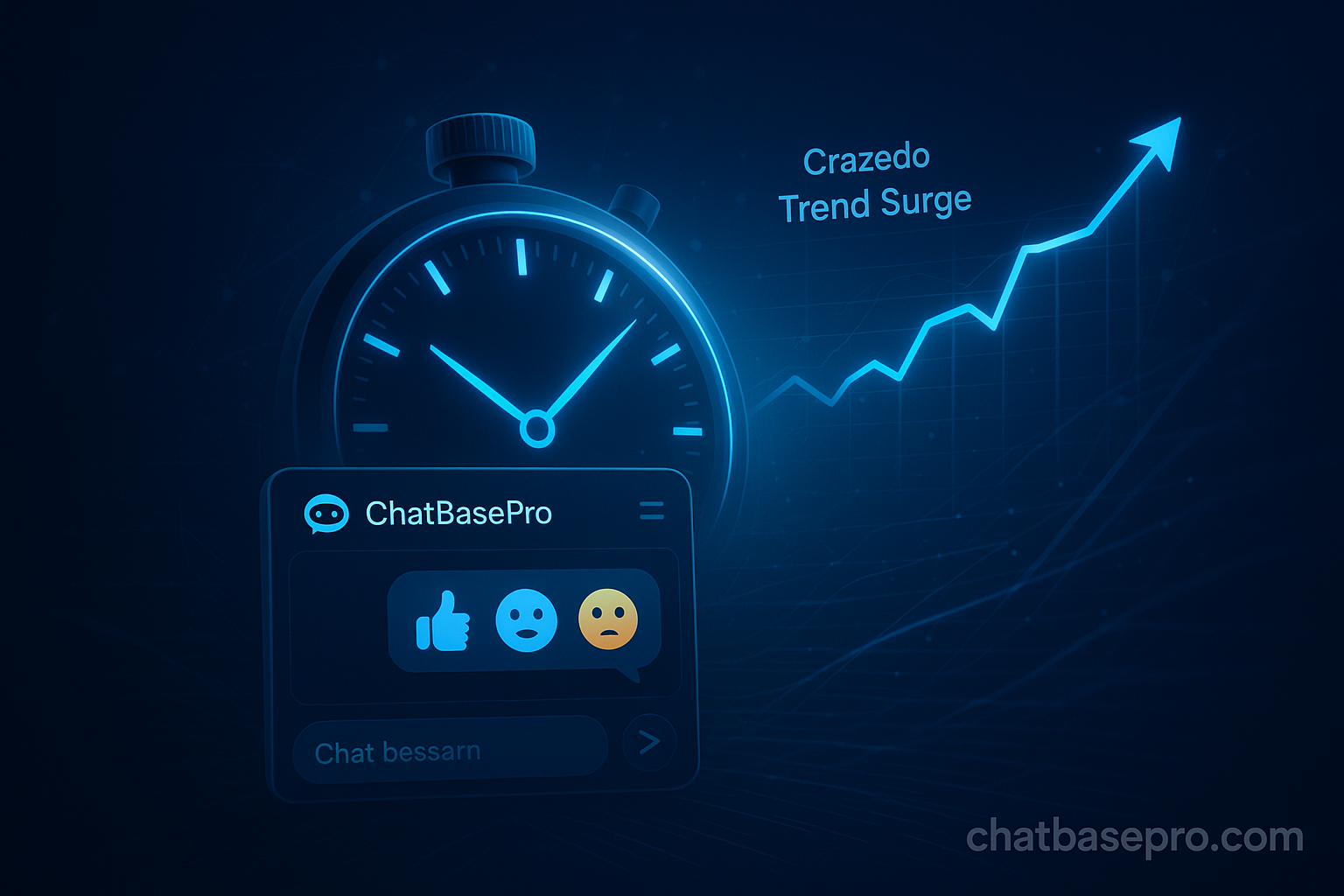 ChatBasePro chatbot reacting to a fast Crazedo trend surge — illustrating the race against time in real-time marketing.