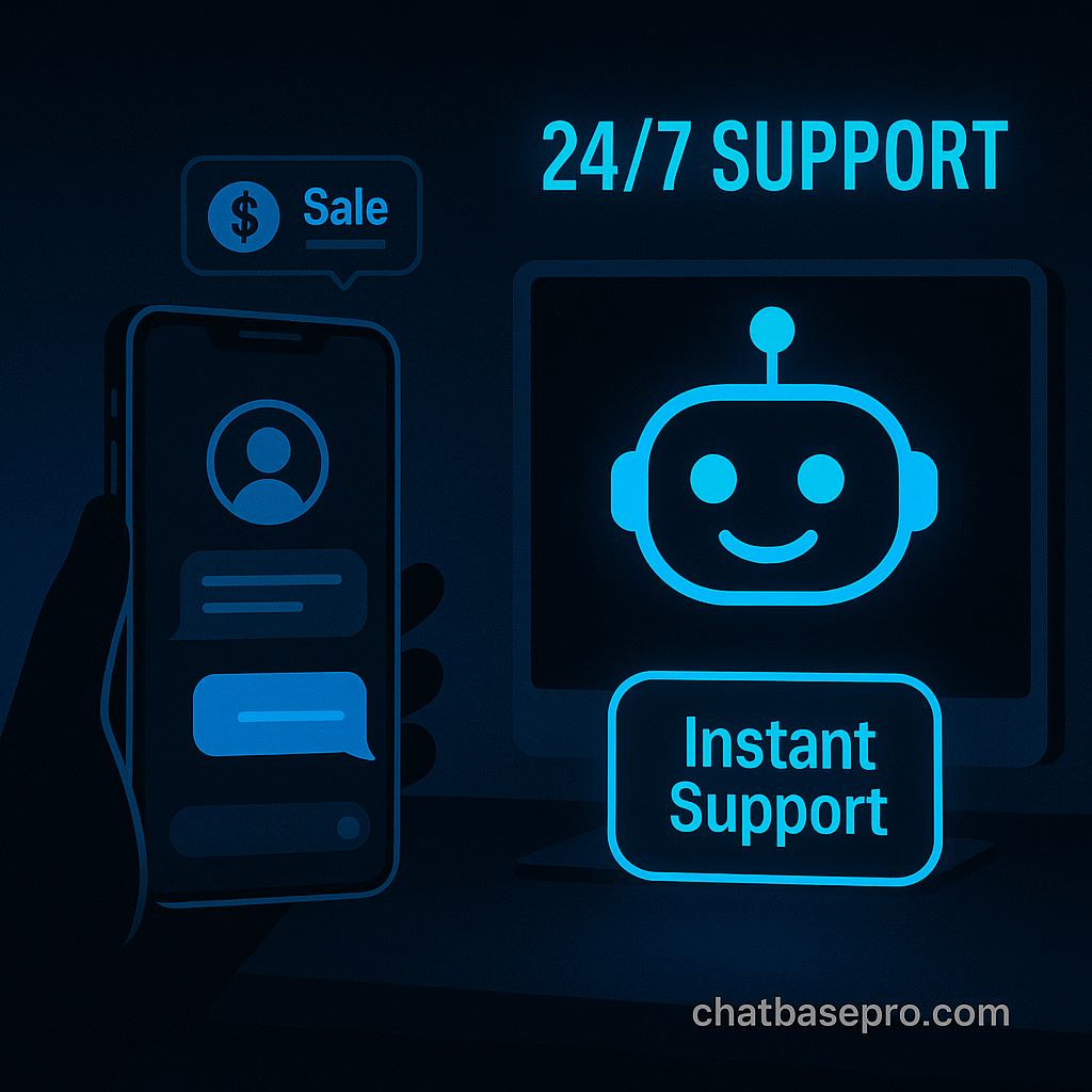 AI chatbot providing instant 24/7 customer support for businesses - ChatBasePro