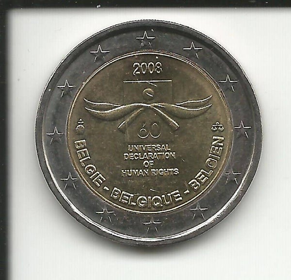 2008 Belgio 2€ 60° Dichiarazione universale diritti dell' uomo