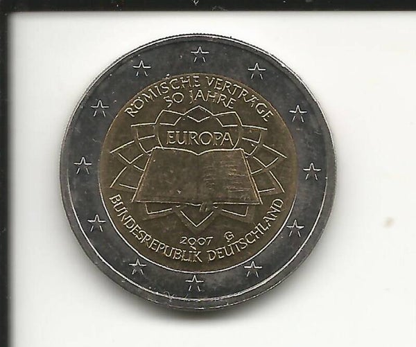 2007 Germania 2€ 50° Anniversario trattati di Roma zecca G