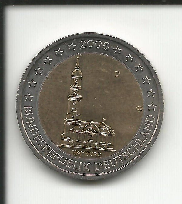 2008 Germania 2€ Cattedrale di Amburgo zecca D