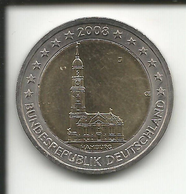 2008 Germania 2€ Cattedrale di Amburgo zecca J