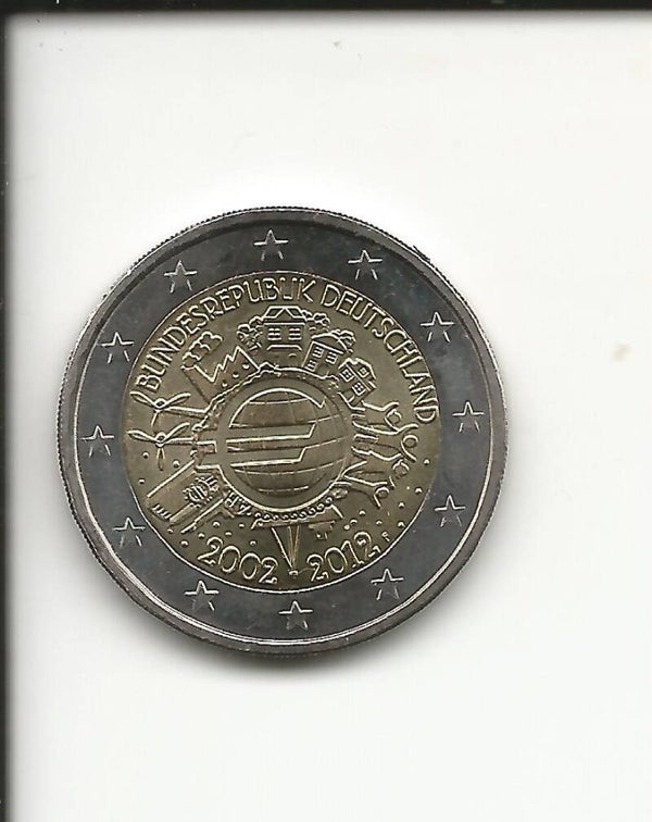 2012 Germania 2€ 10° Anniversario dell' Euro zecca F