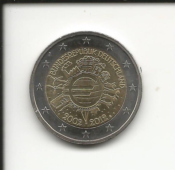 2012 Germania 2€ 10° Anniversario dell' Euro zecca G
