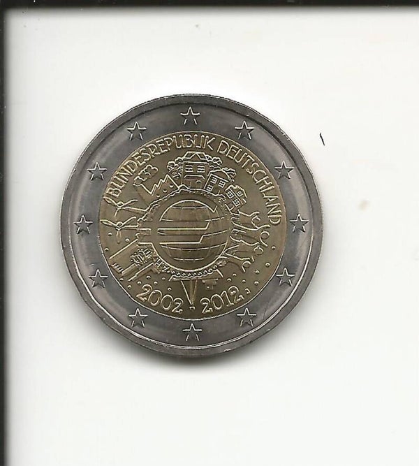 2012 Germania 2€ 10° Anniversario dell' Euro zecca J