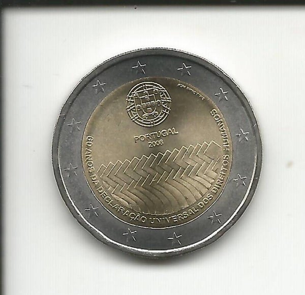 2008 Portogallo 2€ 60° Dichiarazione universale diritti dell' uomo