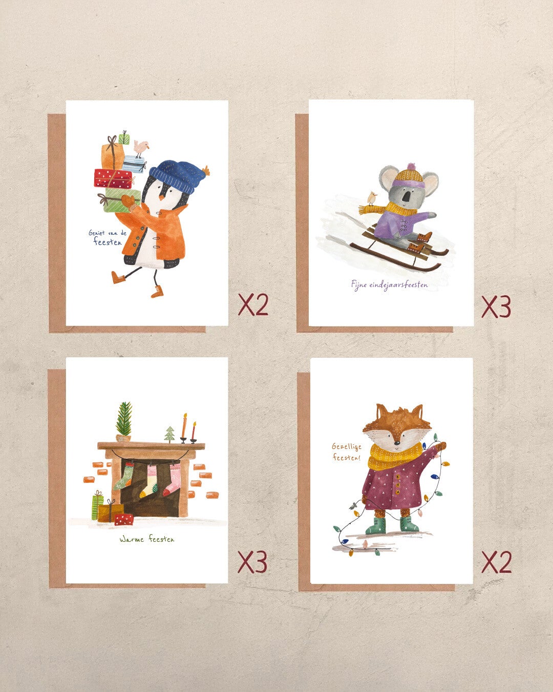 10 kerstkaarten - voordeelpakket 7