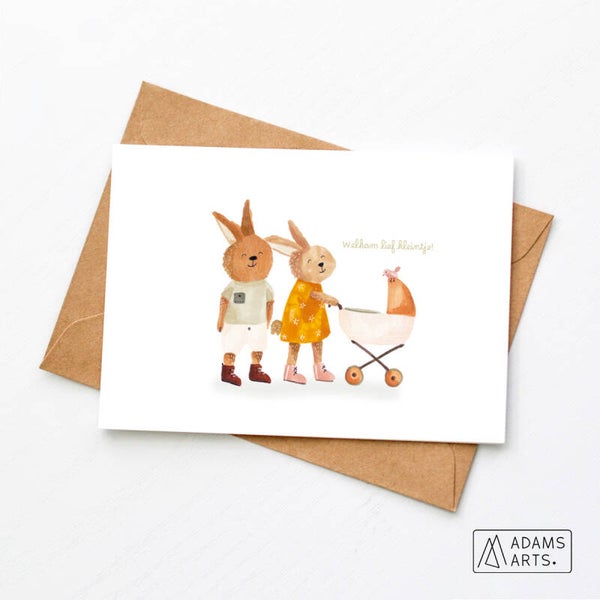 Geboortekaart // Welkom lief kleintje - konijntjes