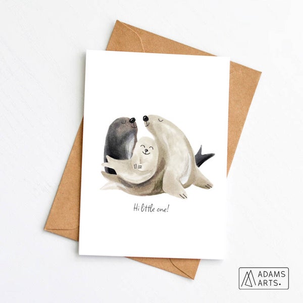 Geboortekaart // Hi little one - zeehonden