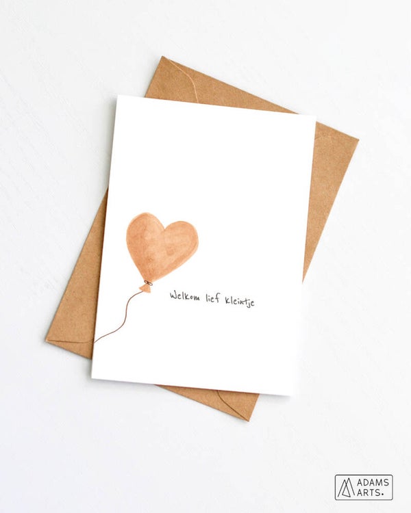 Geboortekaart // Welkom lief kleintje - hartjesballon